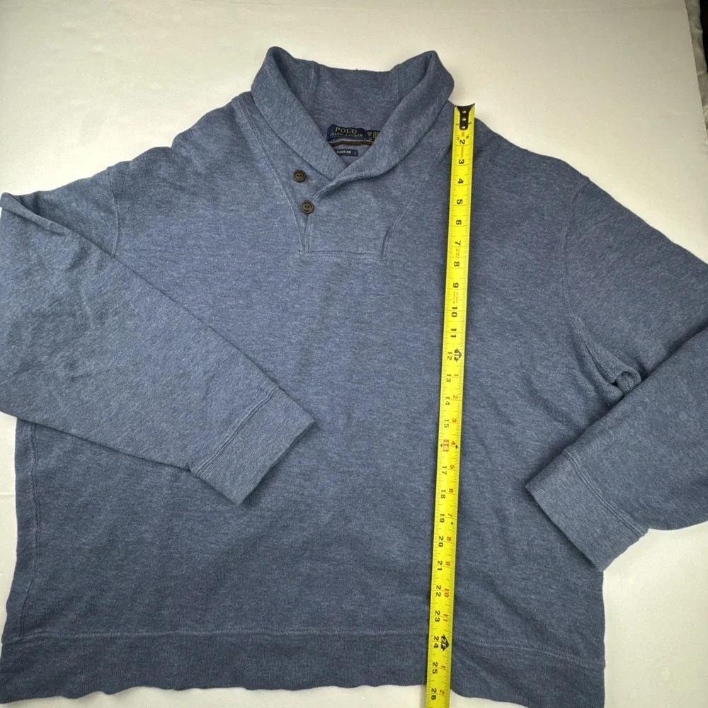 Polo Ralph Lauren Mens Pullover‎ 1XB Blue Cotton Estate Rib Shawl Collar Sweater